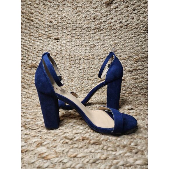 IDIFU Cookie Blue Suede 3" Block Heel Open Toe Chunky Strap Sandals Women's 8.5 - Picture 2 of 10